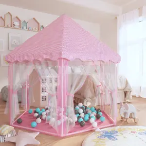 Berkfield Princess Play Tent with 250 Balls Pink 133x140 cm