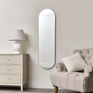 Melody Maison Silver Oval Framed Wall Mirror 140cm x 40cm