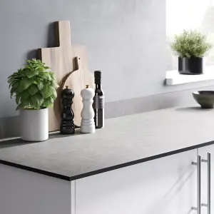 GoodHome Nepeta Matt Grey Stone effect Paper & resin Upstand (L)3000mm