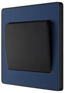 BG PCDDB12WB Matt Blue Evolve 1 Gang 20A 16AX 2 Way Wide Rocker Light Switch - Black Insert