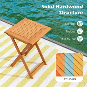 Costway 50cm Backyard Folding Square Dining Table Outdoor Hardwood Bistro Table