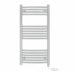 Right Radiators Prefilled Electric Curved Heated Towel Rail Bathroom Ladder Warmer Rads - Chrome 1000x500 mm