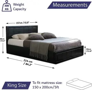 Black Ottoman Storage Bed Frame King Size