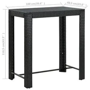 Berkfield Garden Bar Table Black 100x60.5x110.5 cm Poly Rattan