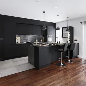 GoodHome Pasilla Matt carbon thin frame slab Matt carbon 50:50 Larder Cabinet door (W)600mm (H)1001mm (T)20mm