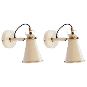 Set of 2 Metal Wall Lamps Beige MOYOLA