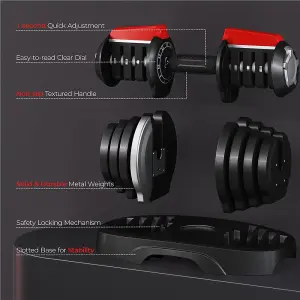 Yaheetech 11-in-1 Adjustable Dumbbell Set, 1.5kg-12.5kg