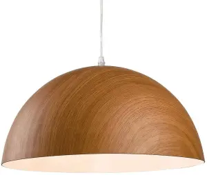 Luminosa Forest 1 Light Dome Ceiling Pendant Brown Wood, E27