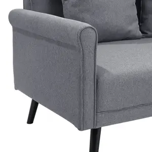 Grey 2 Seat Contemporary Sofa with Rolled Arms for Living Room