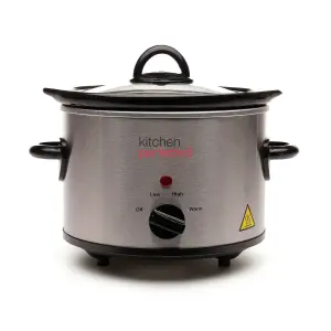 KitchenPerfected 1.5Ltr Round Slow Cooker - Stainless Steel