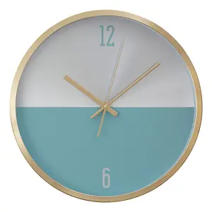 Interiors by Premier Elko Silver Gold and Blue Finish Wall Clock