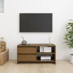 Berkfield TV Cabinet Honey Brown 80x31x39 cm Solid Pinewood