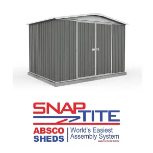 Absco 10ft x 7ft Metal Garden Storage Shed Apex Grey Outdoor Building Single Door