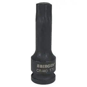 T70 x 78mm 1/2" Drive Extra Long Impact Torx / Star Male Socket Bergen