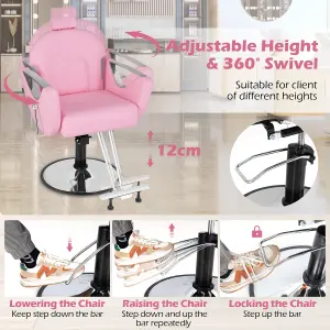 COSTWAY Adjustable Barber Chair 360 Swivel Reclining Salon Chair for Hair Stylist