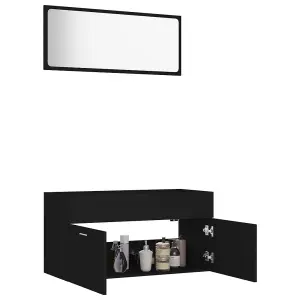 Berkfield 2 Piece Bathroom Furniture Set Black Engineered Wood