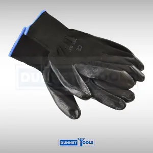 Large Work Gloves 10.5" Nitrile Black Coated Ideal For Mechanics Builder Garden