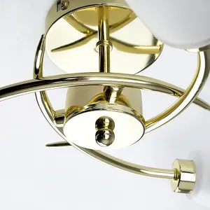 ValueLights Kavio Modern 3 Way Spiral Polished Gold Ceiling Light Fitting with Frosted Glass Shades with LED G9 Bulbs