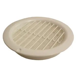 Kair White Circular Vent 158mm Dimension Wall Grille with Fly Screen and 125mm - 5 inch Round Rear Spigot