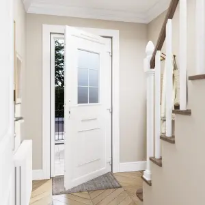 Fortia Mindil Clear Glazed White LH External Front Door set, (H)2085mm (W)840mm