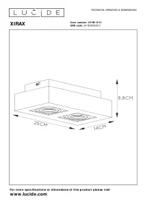 Lucide Xirax Modern Ceiling Spotlight - LED Dim to warm - GU10 - 2x5W 2200K/3000K - White