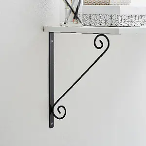 Form Antik Black Steel Shelving bracket (H)300mm (D)150mm