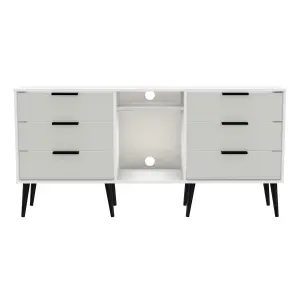 Fuji 6 Drawer Sideboard in Grey Matt & White (Ready Assembled)