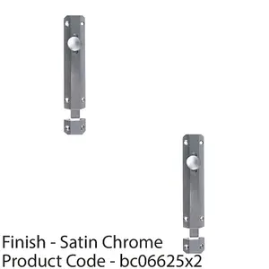 2 PACK - Surface Mounted Flat Sliding Door Bolt Lock 152mm x 36mm Satin Chrome