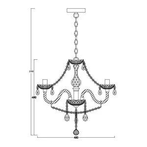 Matteo 3 Light Chandelier, Pendant Lamp, Chrome, Clear Acrylic Bedroom Living Room Ceiling Light