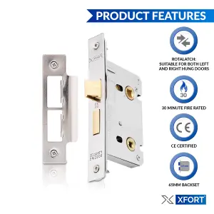 XFORT Polished Chrome Bathroom Lock 65mm