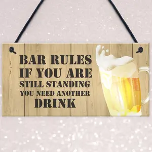 Red Ocean Novelty BAR RULES Sign Funny Home Bar Sign Man Cave Birthday Gifts For Him