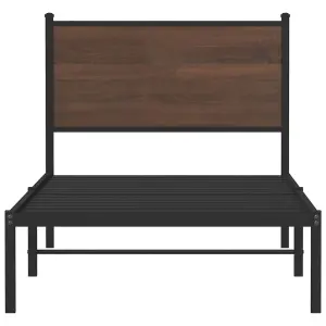 Berkfield Metal Bed Frame without Mattress Brown Oak 90x190 cm Single