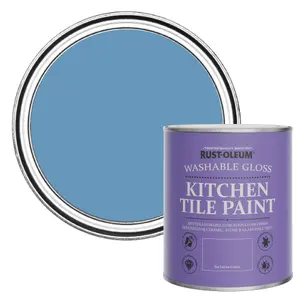 Rust-Oleum Cornflower Blue Gloss Kitchen Tile Paint 750ml