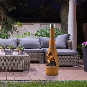 Dellonda Outdoor/Garden/Patio Chiminea, Fireplace, Fire Pit, Heater Corten Steel Design