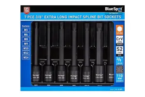 BLUESPOT Impact Spline Extra Long 7pc 3/8" Star Bit Socket Set M5 - M14 01589