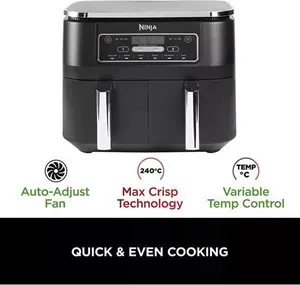 Ninja Foodi AF300UK Dual Zone Air Fryer, 7.6L