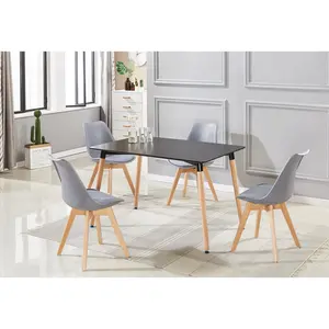 Thomasin Faux Leather Upholstered Side Chair |  Dining Chair |  Wooden Legs Plastic Body (Set of 2) Grey