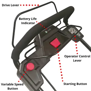 Energizer TDE-46TC 40v 4-in-1 Variable-Speed Hi-Wheel Cordless Lawnmower (Inc. Battery & Charger)