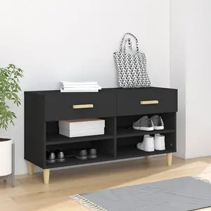 Berkfield Shoe Cabinet Black 102x35x55 cm Engineered Wood