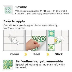 24 Pieces 15x15cm Turkish Green Mosaic Tile Stickers