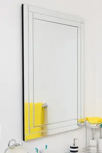 MirrorOutlet Luxford All Glass Bevelled Wall Mirror 100 x 70 CM