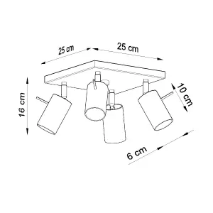 Ring Steel Black 4 Light Classic Ceiling Light