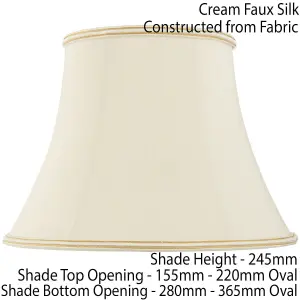 14" Bowed Oval Handmade Lamp Shade Cream Fabric Classic Table Light Bulb Cover