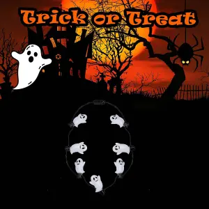 Halloween Ghost Necklace with LED Light Up Trick or Treat Party  White