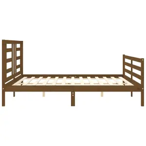 Berkfield Bed Frame with Headboard Honey Brown 200x200 cm Solid Wood