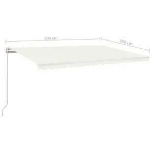 Berkfield Manual Retractable Awning with LED 500x300 cm Cream