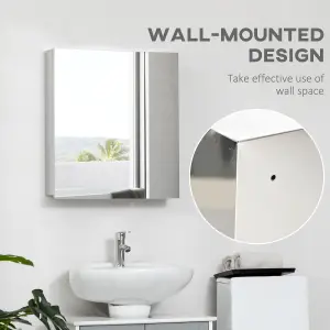 kleankin Medicine Cabinet with Mirror, Wall-Mounted Bathroom Mirror Cabinet