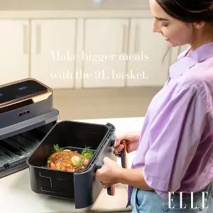 ELLE Air Fryer in Grey and Rose Gold, Triple Basket Air Fryer