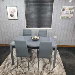 Dining Table And Chairs Set 4 Dining Set for 4  Grey Table with 4 Grey Leather Chairs Furniture Kosy Koala