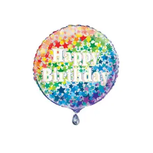 Unique Party Happy Birthday Stars Foil Balloon Rainbow (One Size)